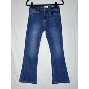 Frame Womens Cotton Buttoned Le Crop Mini Bootcut Leg Jeans Blue Size 26